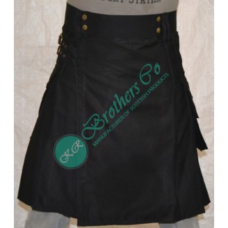 Men Black Utility Work Kilt